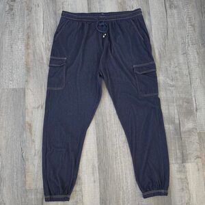 Bae City Womens Plus Size 3X Blue Cargo Jogger Pants Stretch Knit Pockets